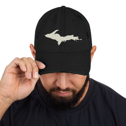 Upper Peninsula Distressed Dad Hat | Ivory White