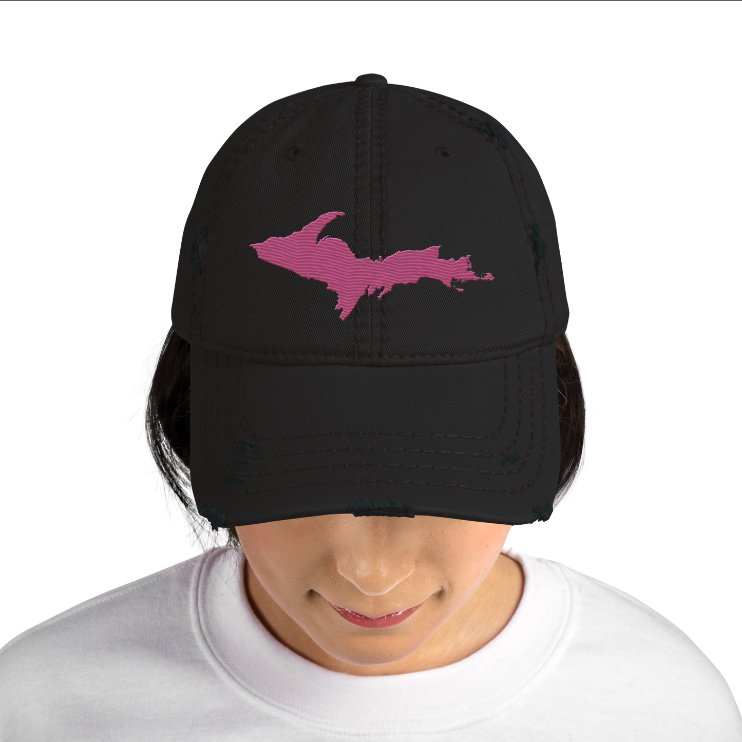 Upper Peninsula Distressed Dad Hat | Apple Blossom Pink