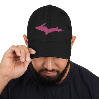 Upper Peninsula Distressed Dad Hat | Apple Blossom Pink