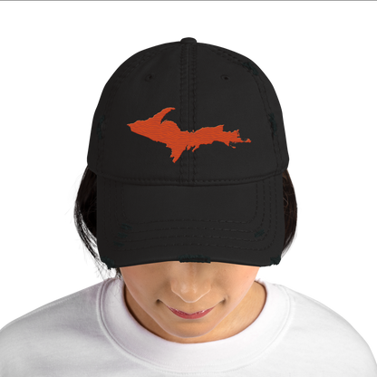 Upper Peninsula Distressed Dad Hat | Maple Leaf Orange