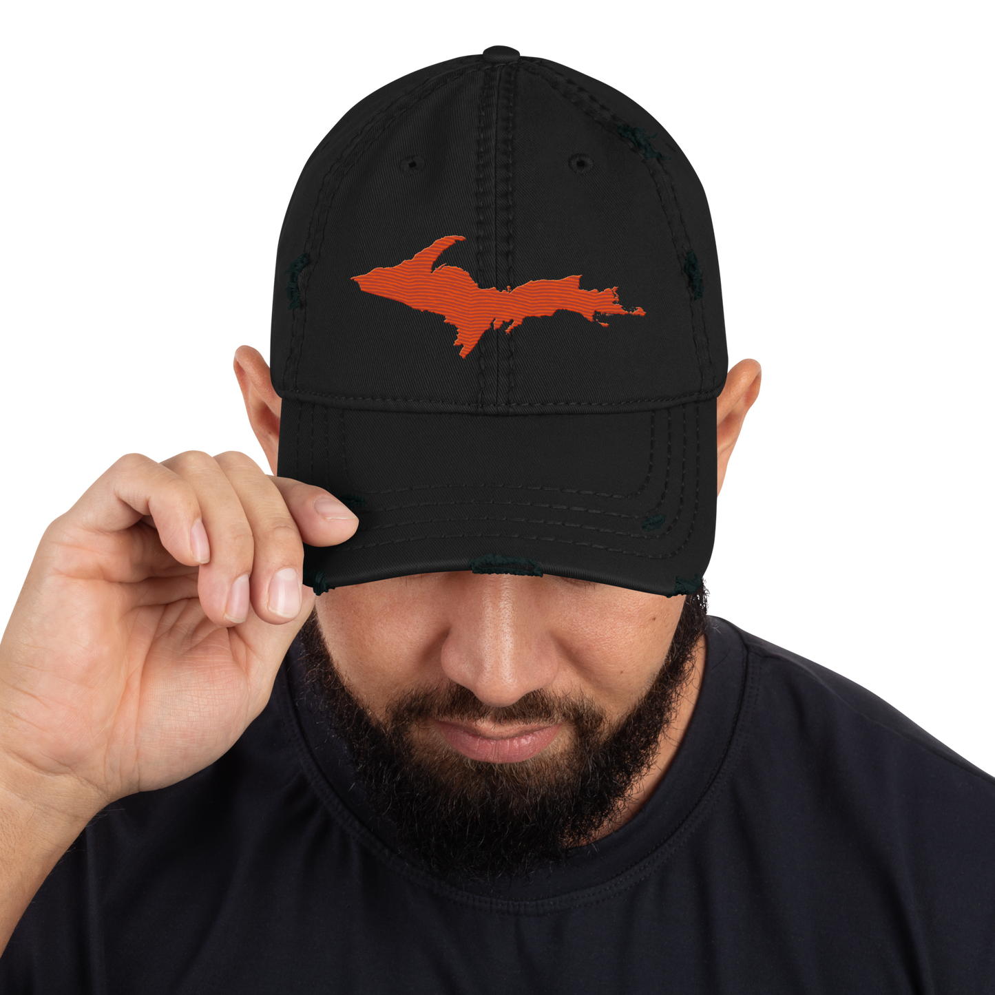 Upper Peninsula Distressed Dad Hat | Maple Leaf Orange