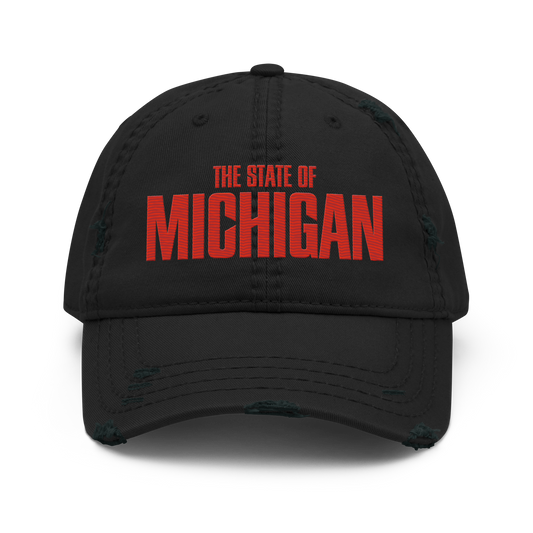 'The State of Michigan' Distressed Dad Hat | Flying Superhero Parody