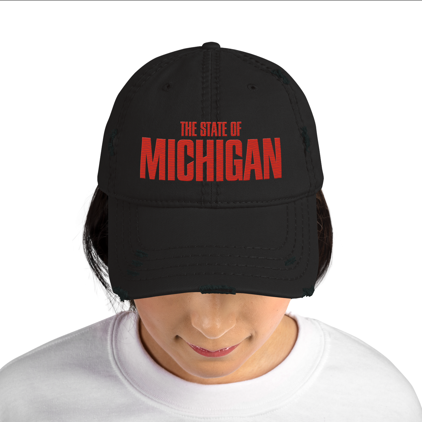 'The State of Michigan' Distressed Dad Hat | Flying Superhero Parody