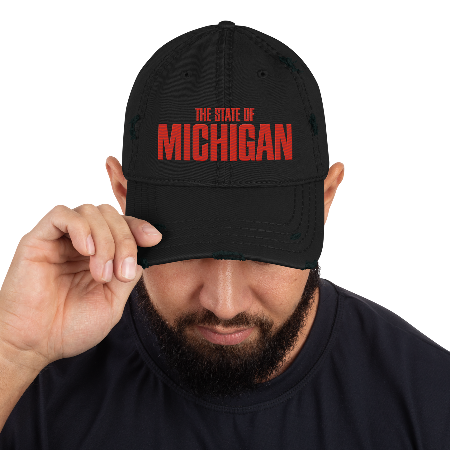 'The State of Michigan' Distressed Dad Hat | Flying Superhero Parody