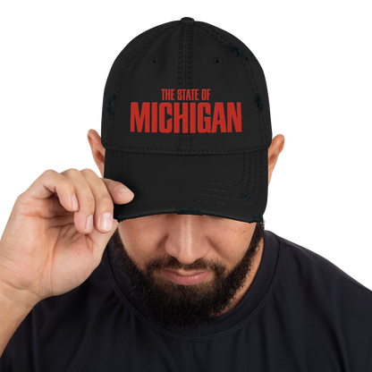 'The State of Michigan' Distressed Dad Hat | Flying Superhero Parody