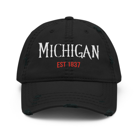 'Michigan 1837' Distressed Dad Hat | Spooky Drama Parody