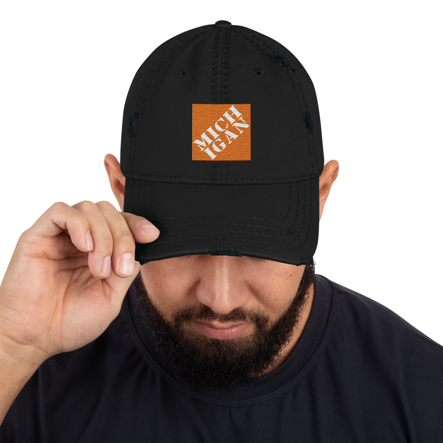 'Michigan' Distressed Dad Hat | Construction Retail Parody