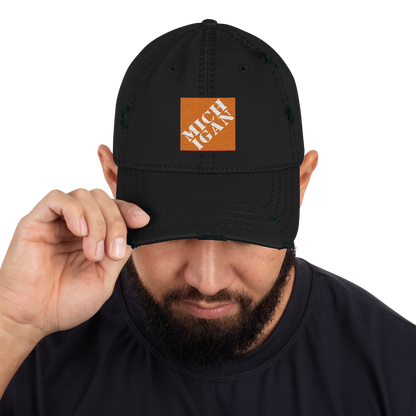 'Michigan' Distressed Dad Hat | Construction Retail Parody