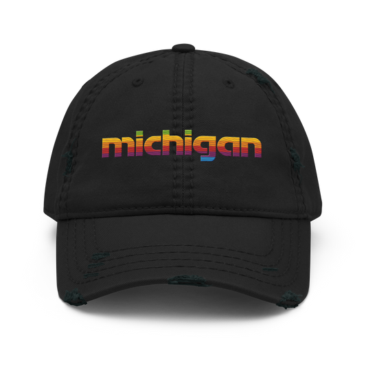 'Michigan' Distressed Dad Hat | 80s Pomaceous Tech Parody