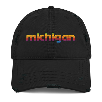 'Michigan' Distressed Dad Hat | 80s Pomaceous Tech Parody