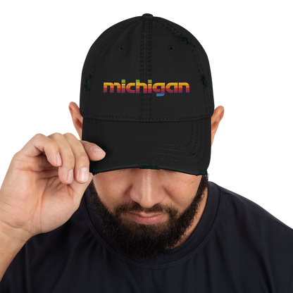 'Michigan' Distressed Dad Hat | 80s Pomaceous Tech Parody