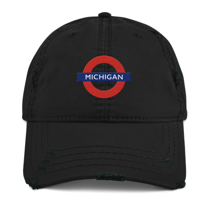 'Michigan' Distressed Dad Hat | London Tube Parody