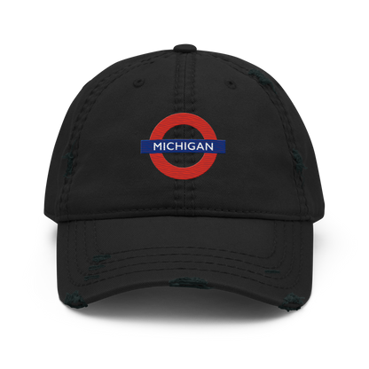 'Michigan' Distressed Dad Hat | London Tube Parody