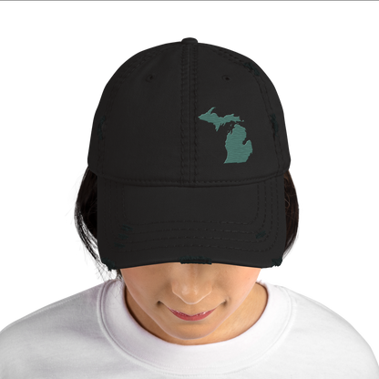 Michigan Distressed Dad Hat | Copper Green Outline