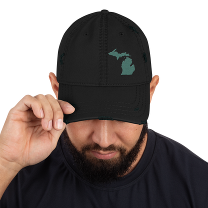 Michigan Distressed Dad Hat | Copper Green Outline