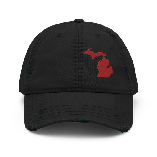 Michigan Distressed Dad Hat | Thimbleberry Red Outline