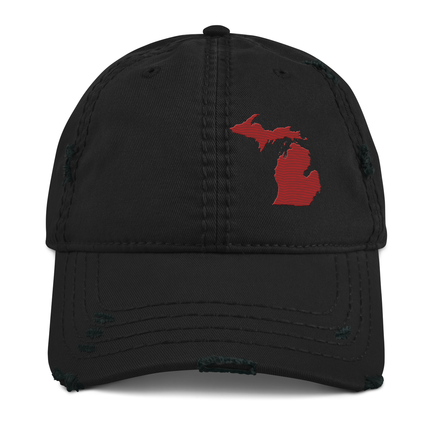 Michigan Distressed Dad Hat | Thimbleberry Red Outline