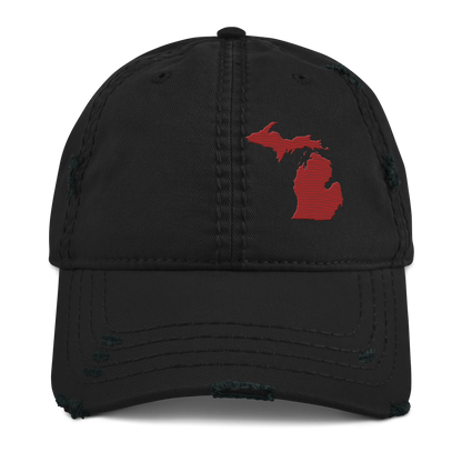 Michigan Distressed Dad Hat | Thimbleberry Red Outline