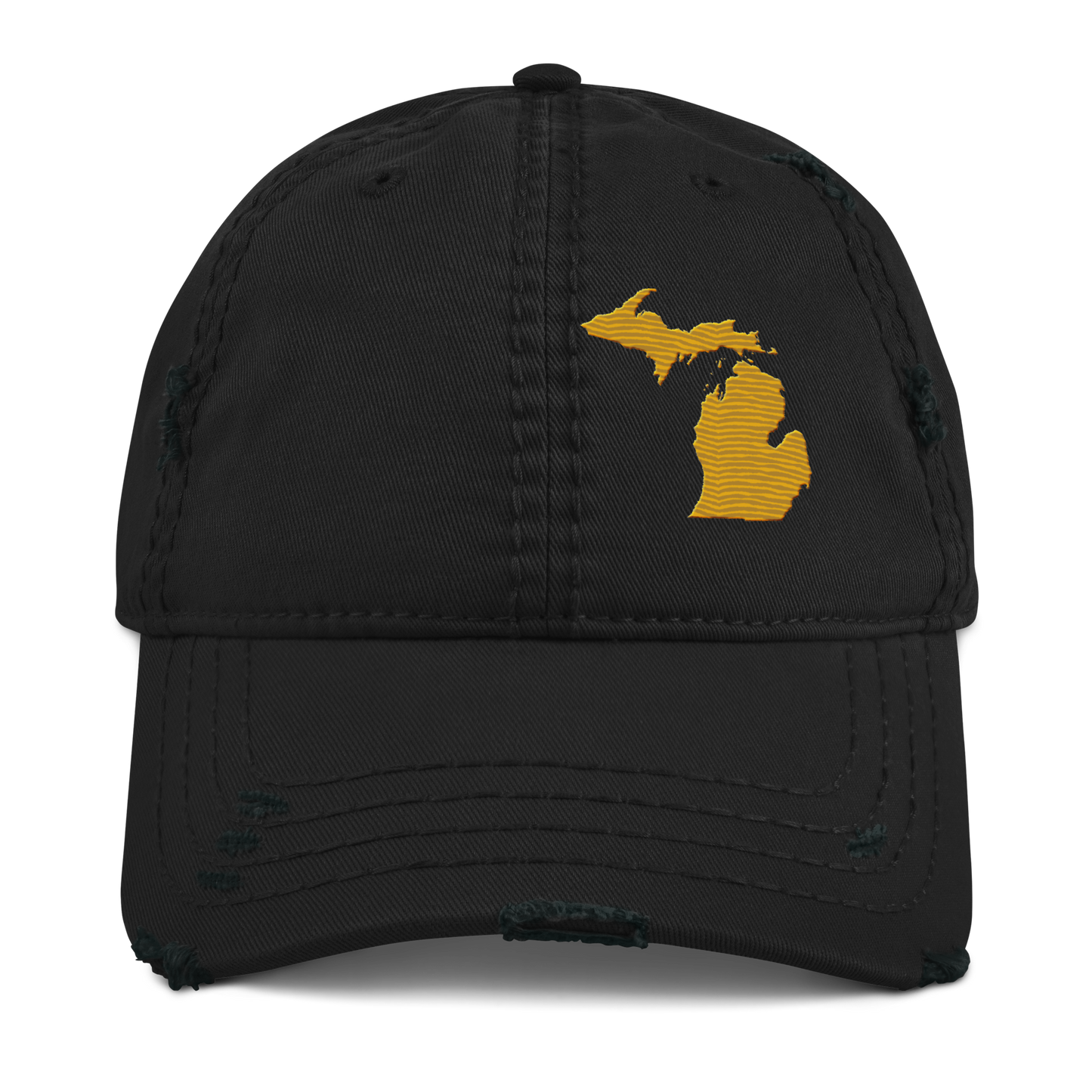 Michigan Distressed Dad Hat | Gold Outline