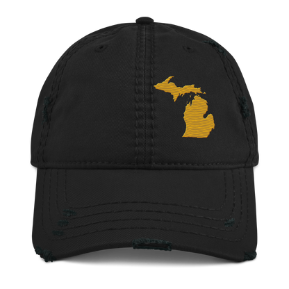 Michigan Distressed Dad Hat | Gold Outline