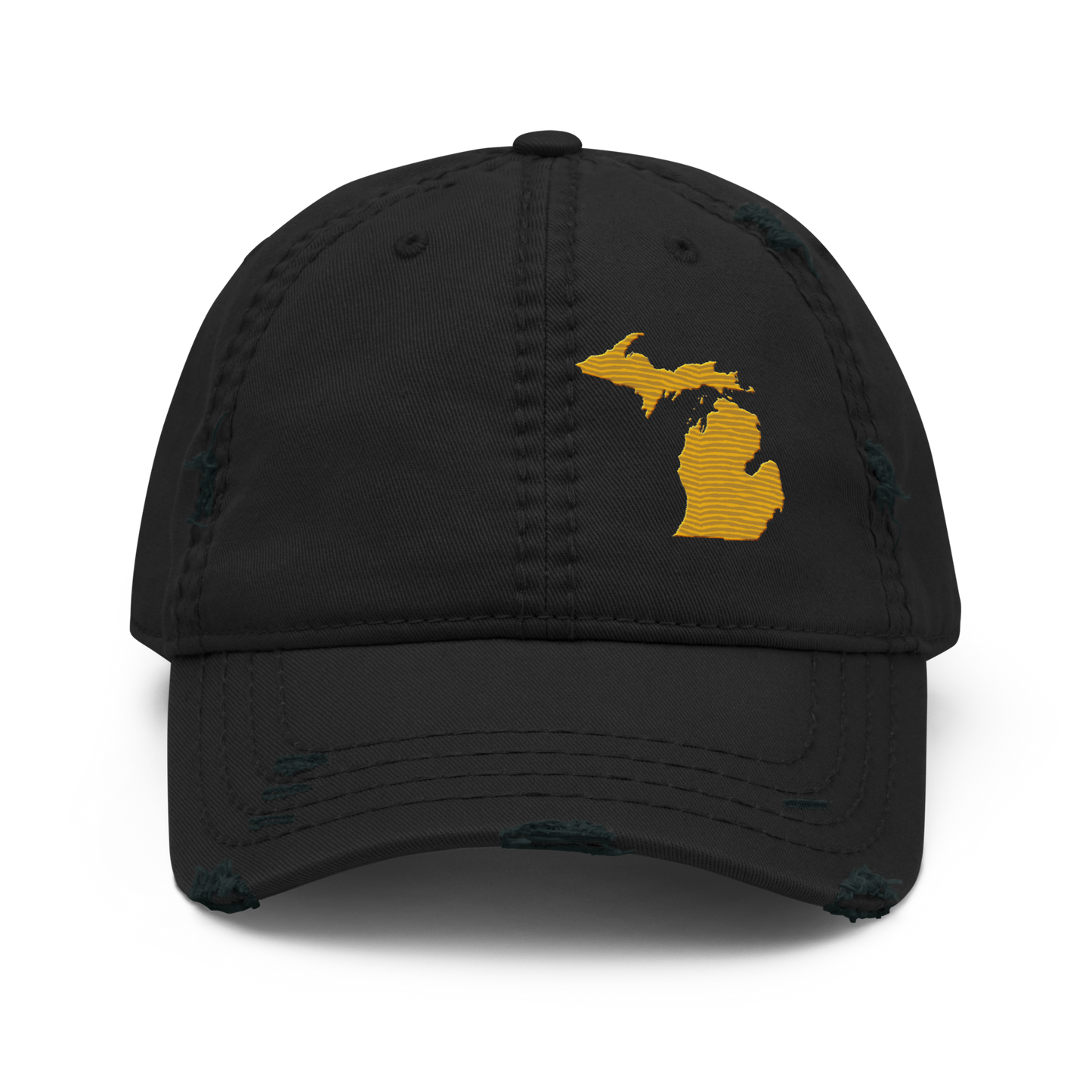 Michigan Distressed Dad Hat | Gold Outline