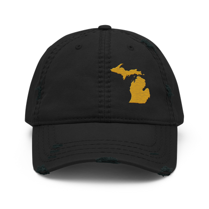 Michigan Distressed Dad Hat | Gold Outline