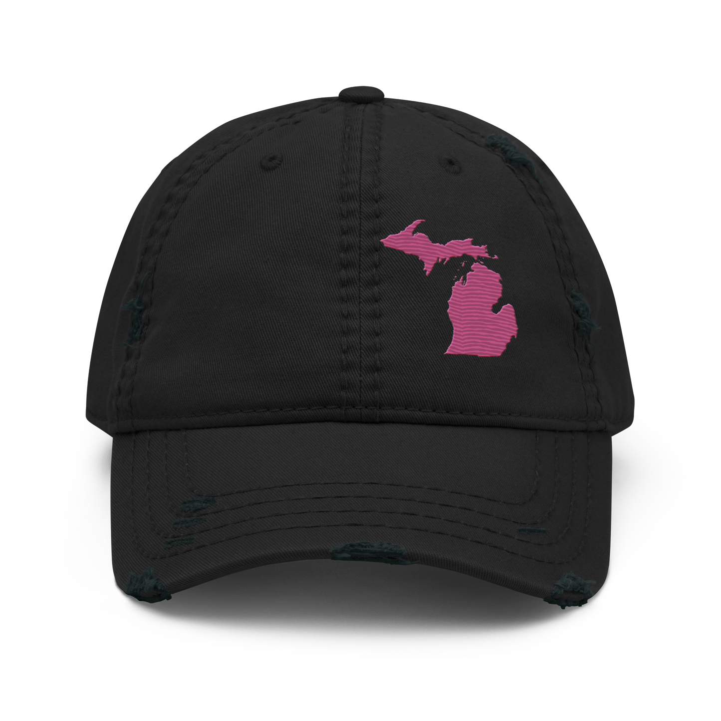 Michigan Distressed Dad Hat | Apple Blossom Pink Outline