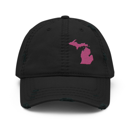 Michigan Distressed Dad Hat | Apple Blossom Pink Outline