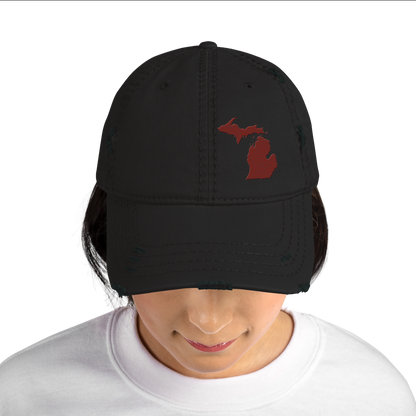 Michigan Distressed Dad Hat | Cherryland Red Outline