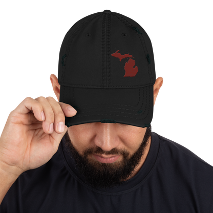 Michigan Distressed Dad Hat | Cherryland Red Outline