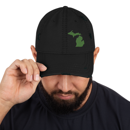 Michigan Distressed Dad Hat | Pine Green Outline