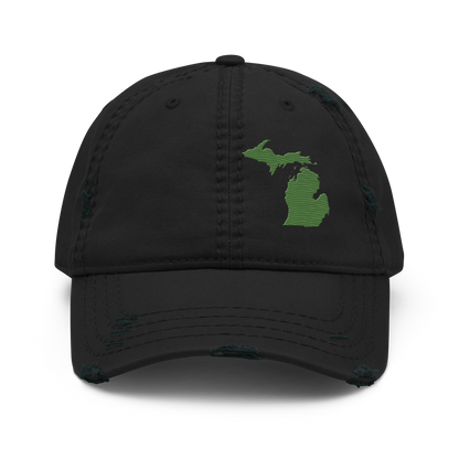 Michigan Distressed Dad Hat | Pine Green Outline