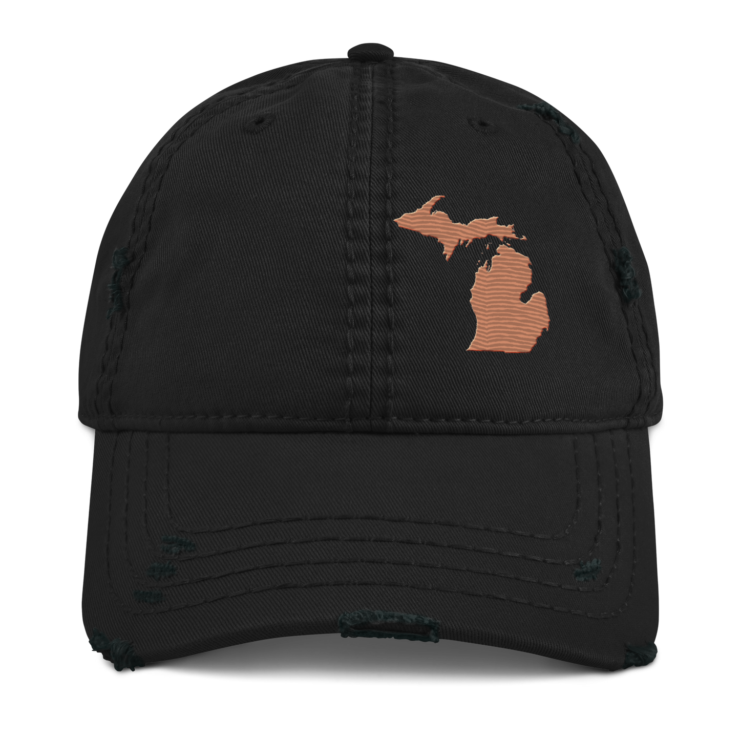 Michigan Distressed Dad Hat | Copper Outline