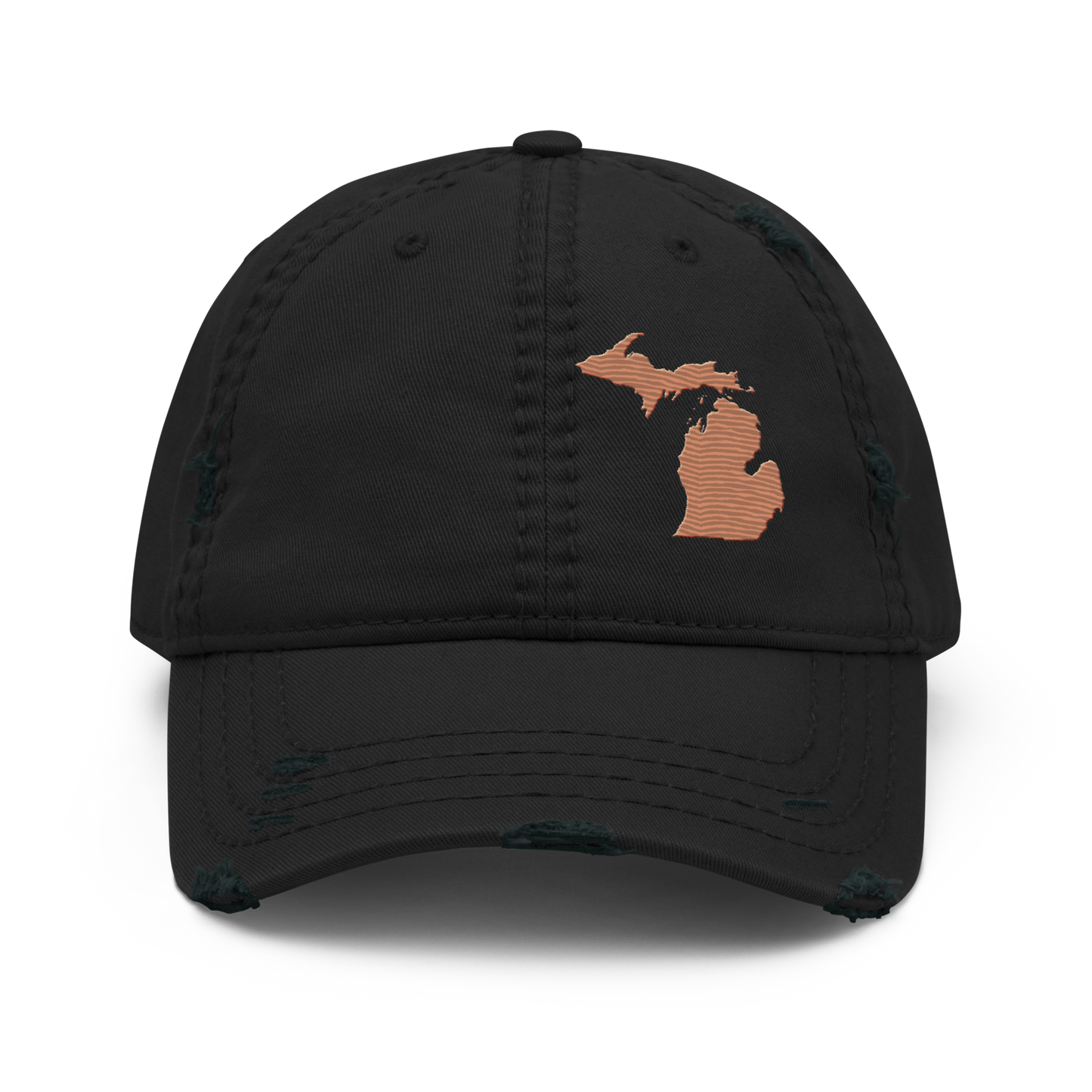 Michigan Distressed Dad Hat | Copper Outline