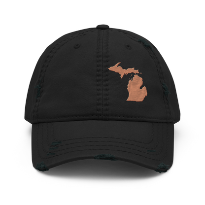 Michigan Distressed Dad Hat | Copper Outline