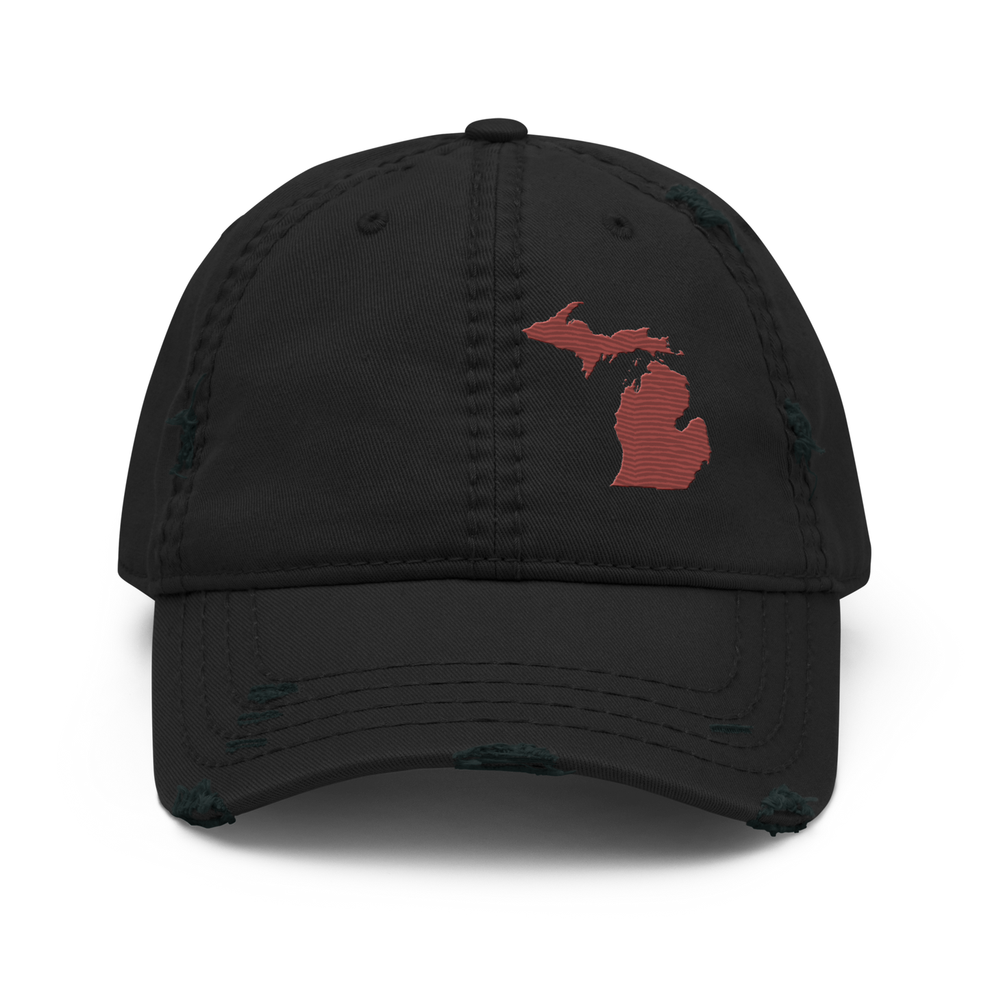 Michigan Distressed Dad Hat | Ore Dock Red Outline