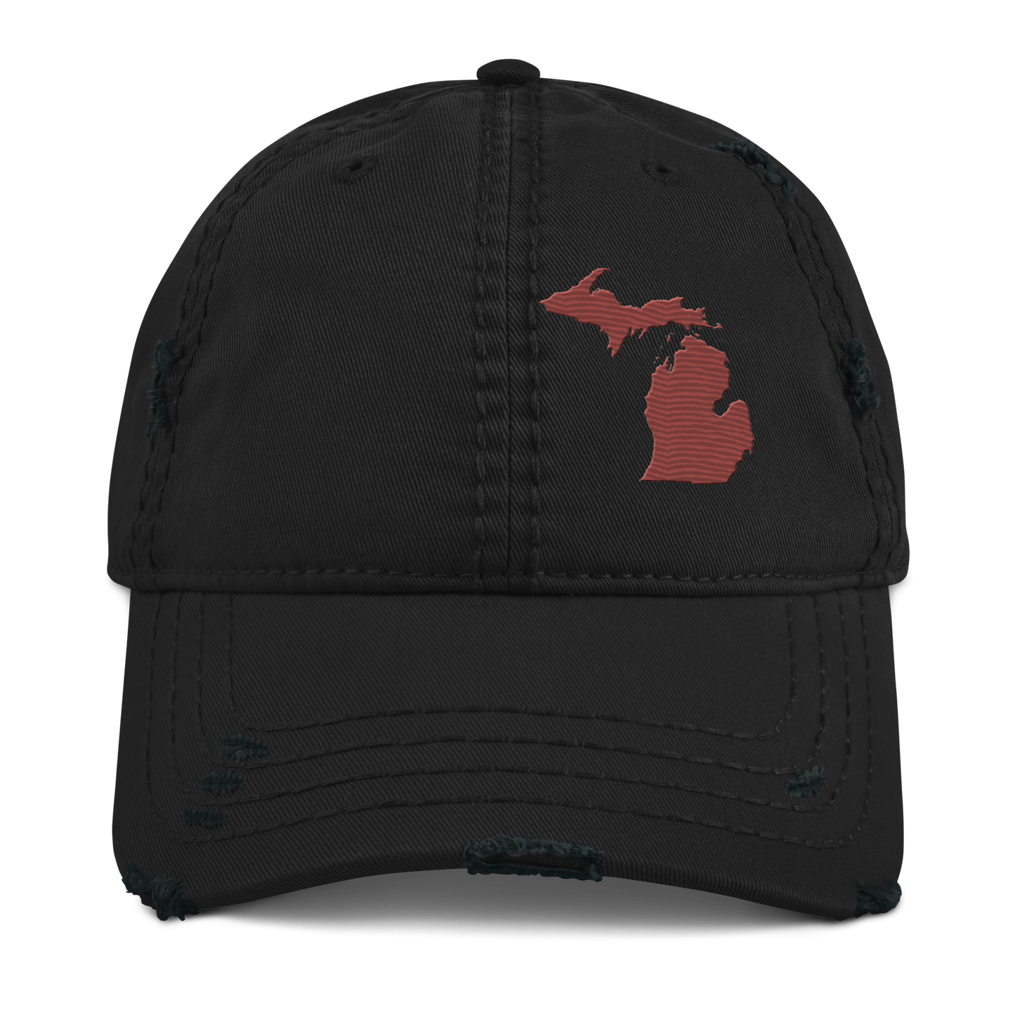 Michigan Distressed Dad Hat | Ore Dock Red Outline