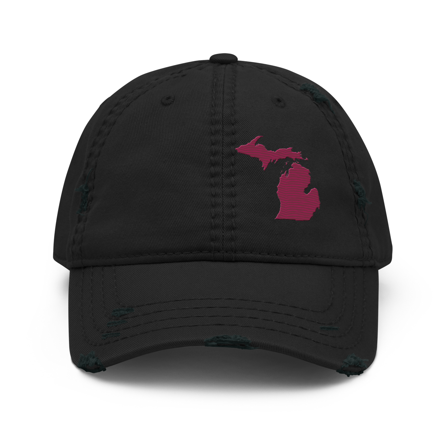 Michigan Distressed Dad Hat | Ruby Red Outline