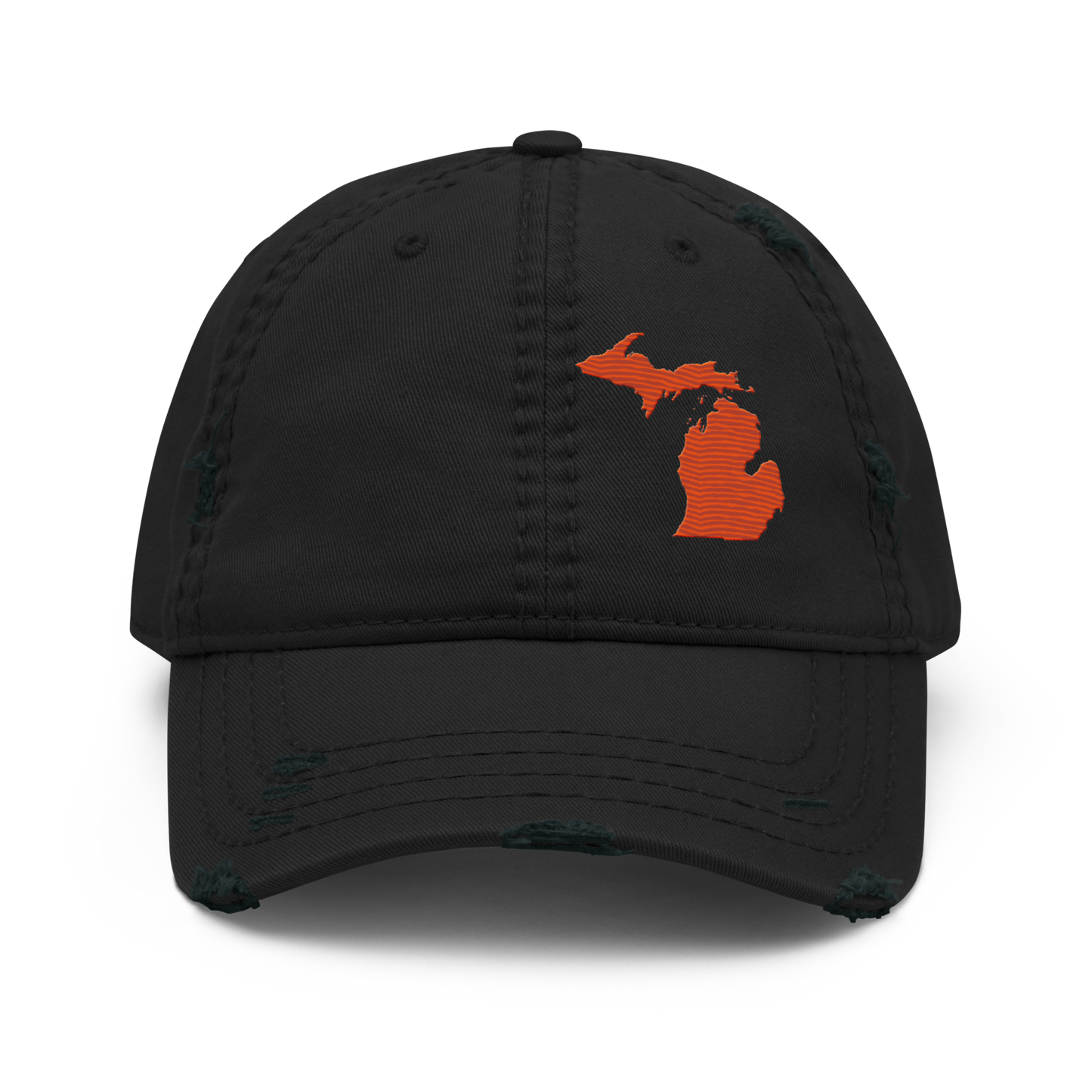 Michigan Distressed Dad Hat | Maple Leaf Orange Outline