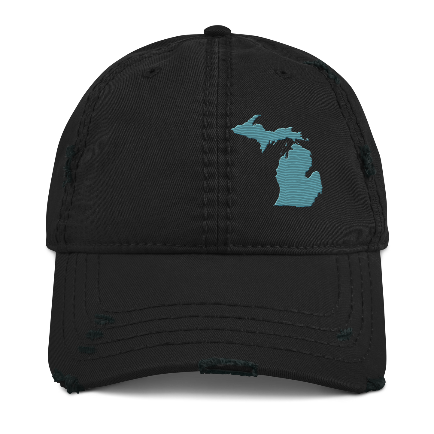 Michigan Distressed Dad Hat | Huron Blue Outline