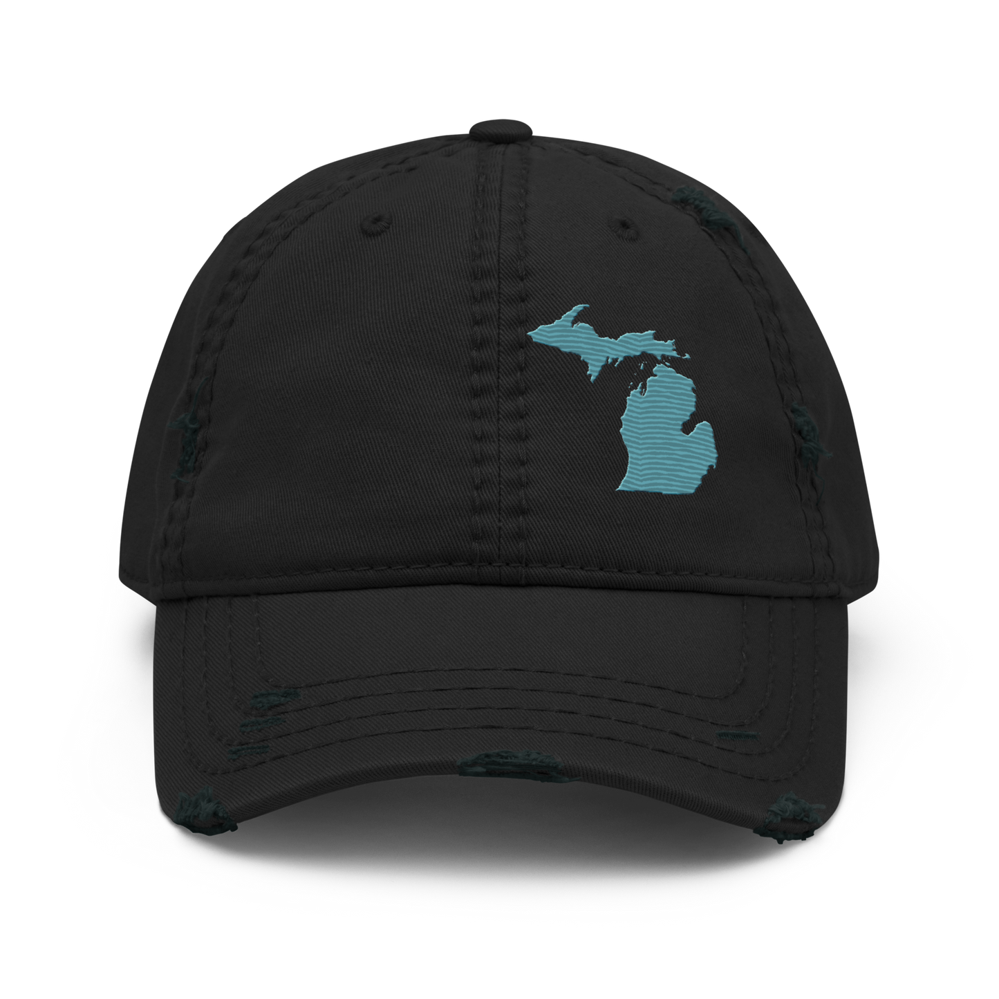 Michigan Distressed Dad Hat | Huron Blue Outline