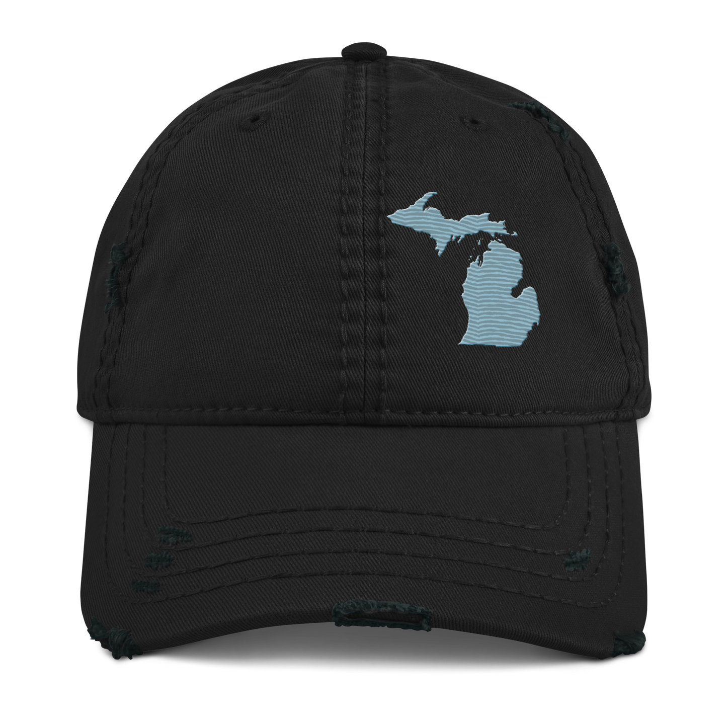 Michigan Distressed Dad Hat | Opal Blue Outline