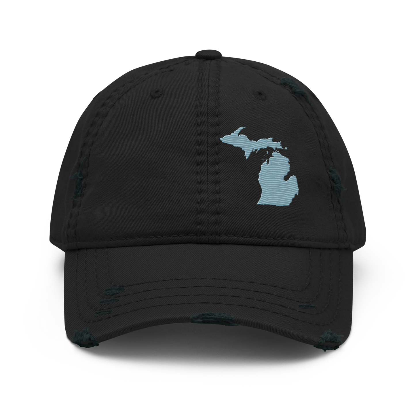 Michigan Distressed Dad Hat | Opal Blue Outline