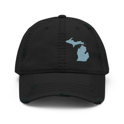 Michigan Distressed Dad Hat | Opal Blue Outline