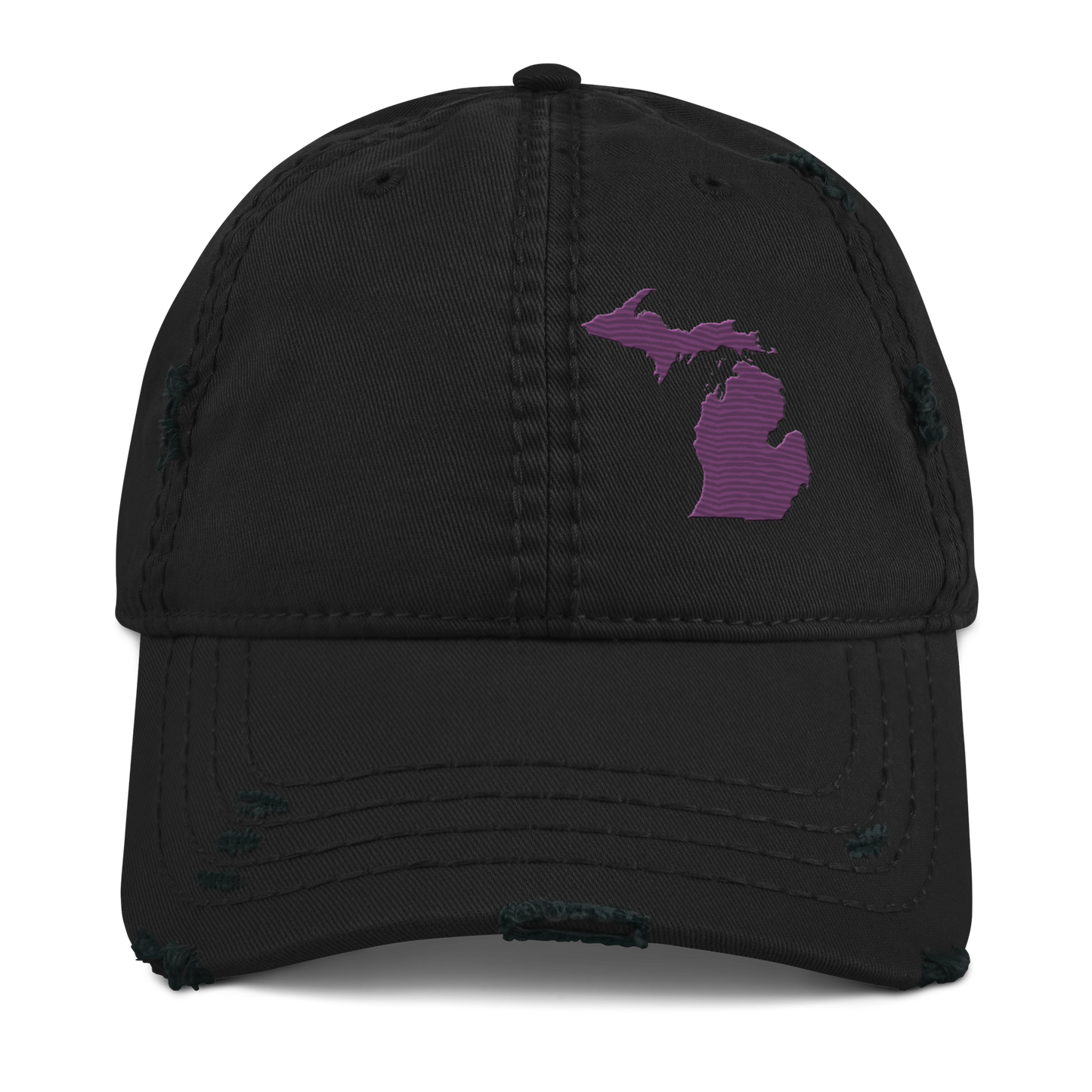 Michigan Distressed Dad Hat | Plum Outline