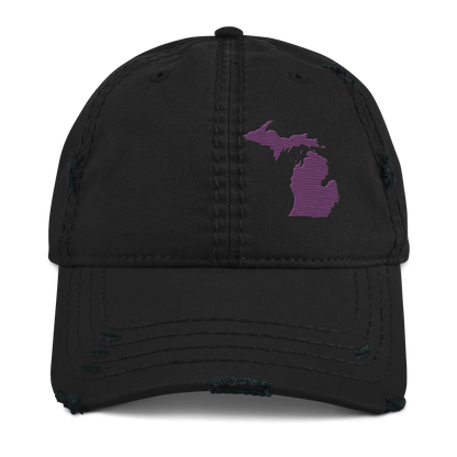 Michigan Distressed Dad Hat | Plum Outline