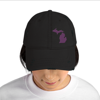 Michigan Distressed Dad Hat | Plum Outline