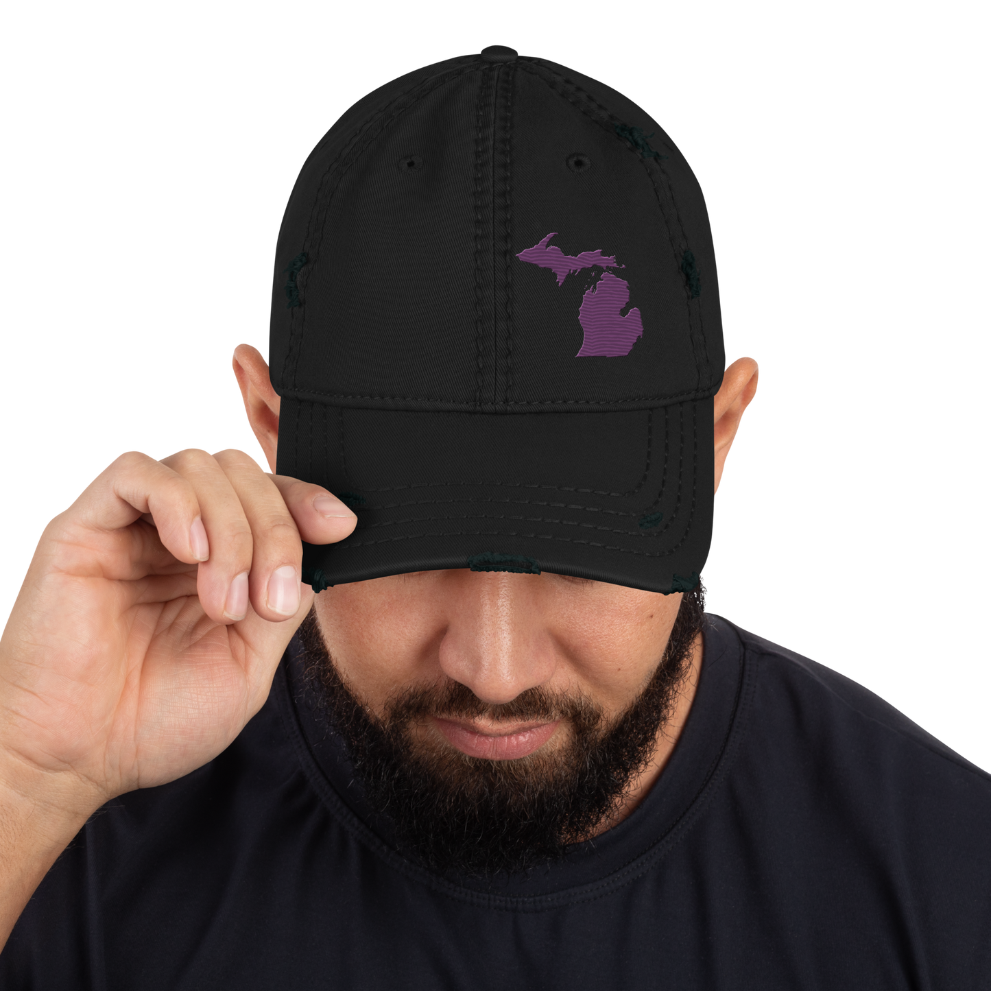 Michigan Distressed Dad Hat | Plum Outline