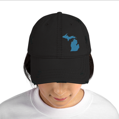 Michigan Distressed Dad Hat | Traverse Blue Outline