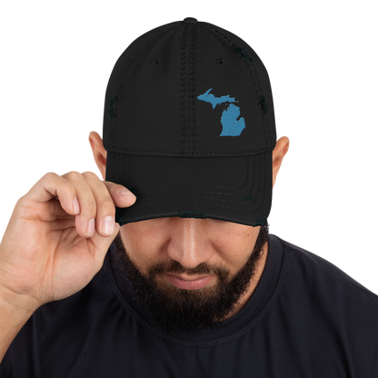 Michigan Distressed Dad Hat | Traverse Blue Outline